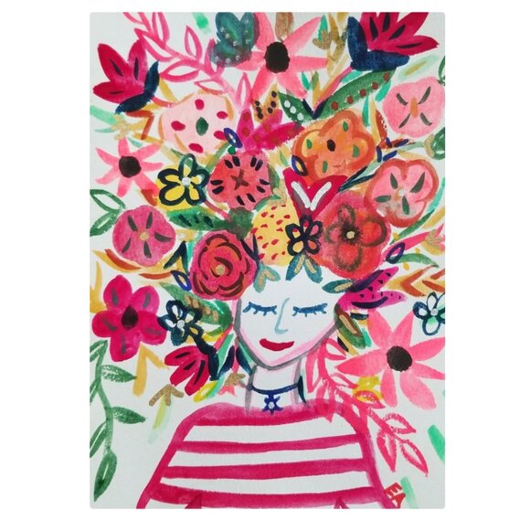 Garden Beauty Art Print 5x7 Colorful Goddess Floral Rainbow Art - Picture 2 of 2